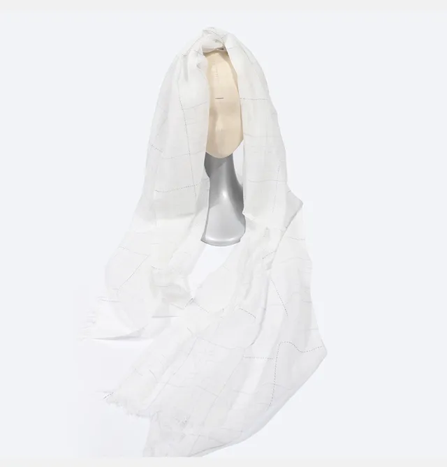 Spring And Summer Blended Yarn Cotton And Linen Plaid Lightweight Breathable Scarf Black And White - Shop at LoveMi