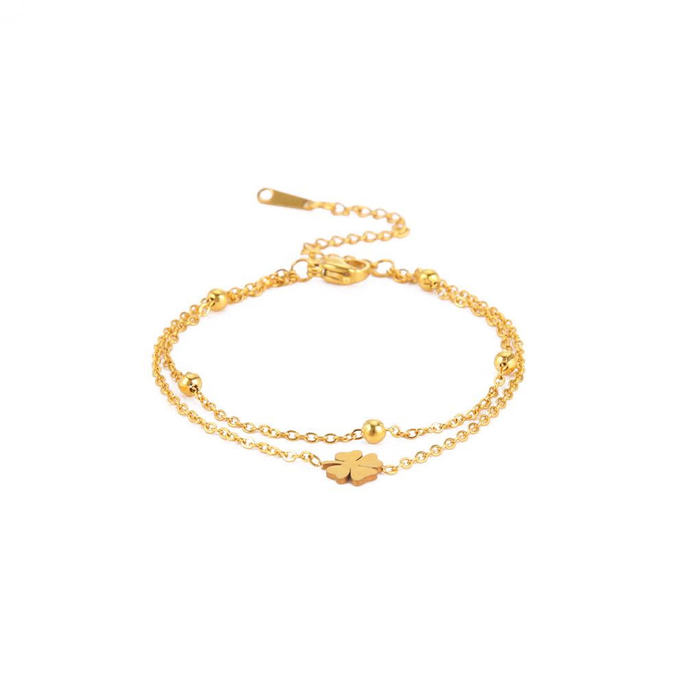 Stainless Steel Clover Charm Anklet