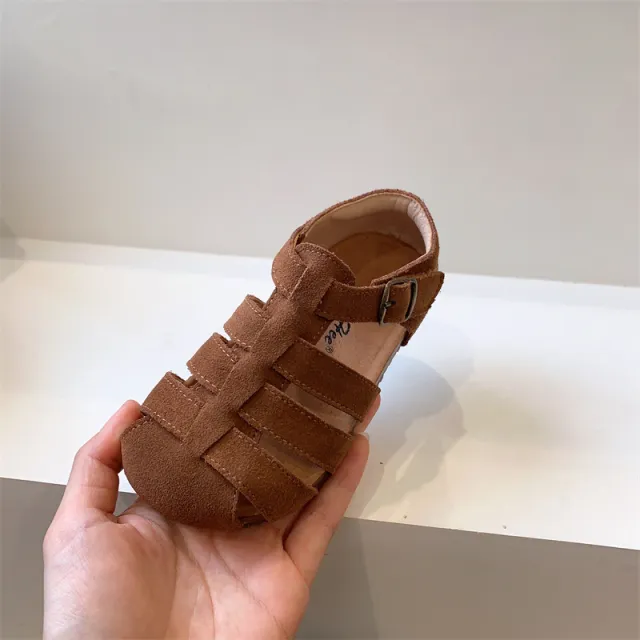 Boys And Girls Real Leather Bag Beach Sandals Brown - Shop at LoveMi
