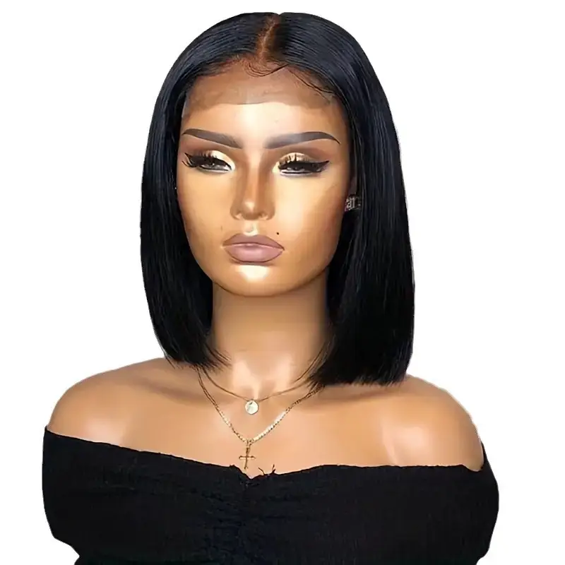 Shangqian Lace Trim Golden Middle-Parted Bangs Full Head Wig