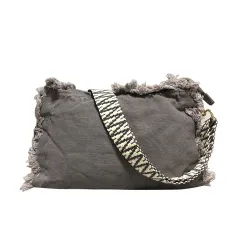 Vintage Embroidery Artistic Girls' Shoulder Bag - Grey - View 1