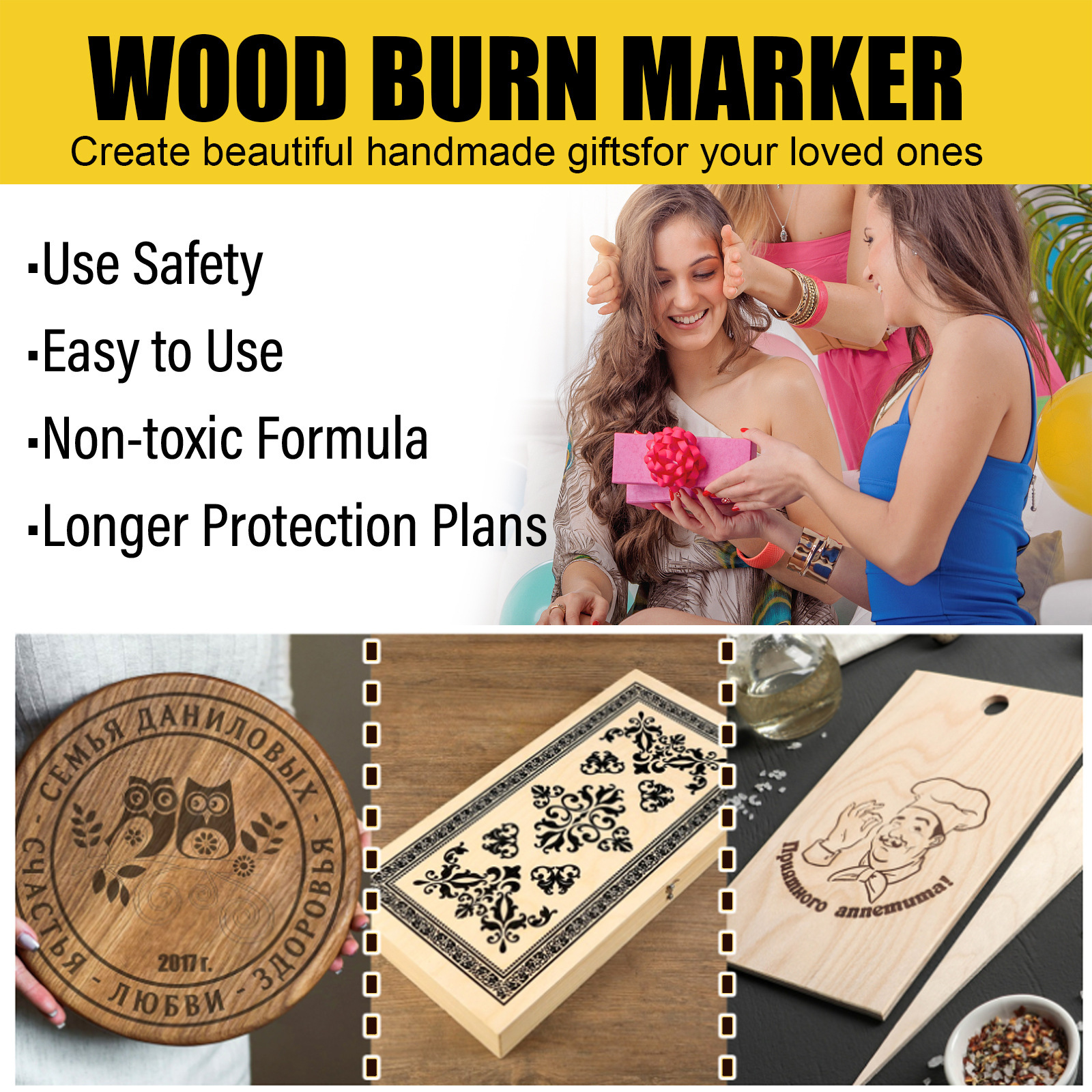 Title 10, Wood Burning Marking Pen DIY Wooden Coaster Woo...