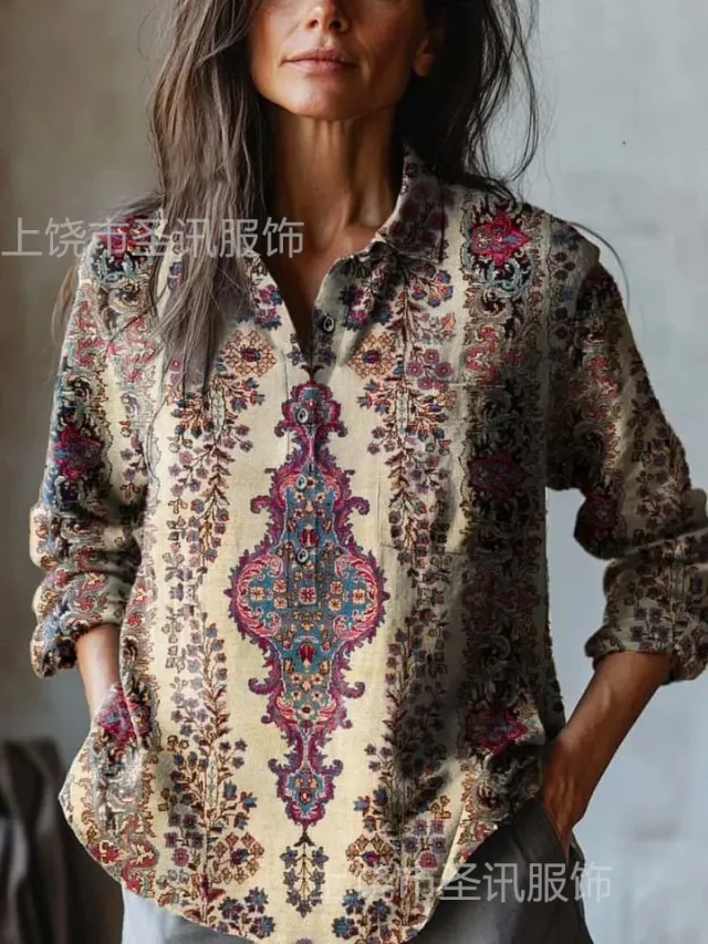 European And American All matching Casual Half Open Lapel Long Sleeve Shirt Xk5Kcplsx2182 3Xl - Shop at LoveMi