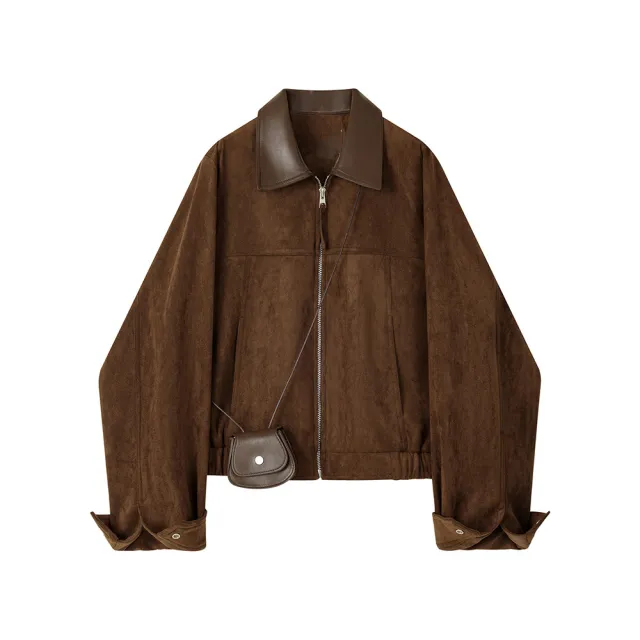 Retro Loose Short Jacket For Women Coffee - Shop at LoveMi