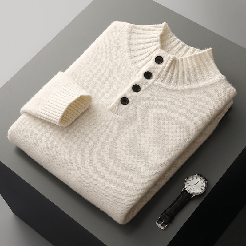 Thickened Four-button Half-collar Wool Sweater Men - Image 5