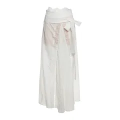Women's Slim-fit Elegant Sheath Long Skirt Suit - White Skirt - View 1