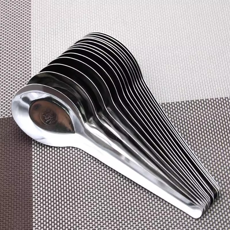 Thickened Orchid-patterned Flat-bottom Spoon Soup Spoon For Cafeterias And Fast-food Restaurants