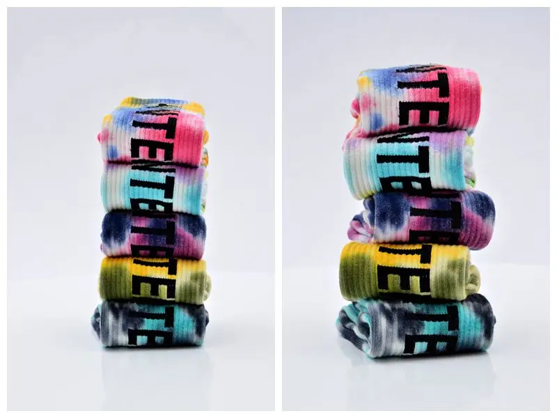 Title 13, Tie-Dyed Thin Tube Socks For Men And Women