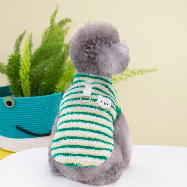 Thickened Striped Bear Pet Top Green - Shop at LoveMi