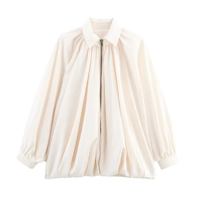 Fashion Loose Batwing Sleeve Puffy Pilot Jacket Coat White - Shop at LoveMi