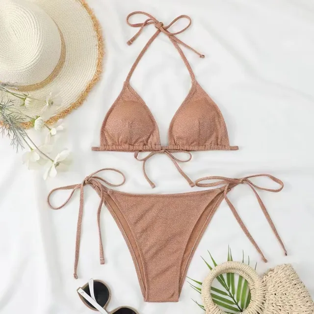 Fashion Bikini Split Bandage Swimsuit Gold - Shop at LoveMi