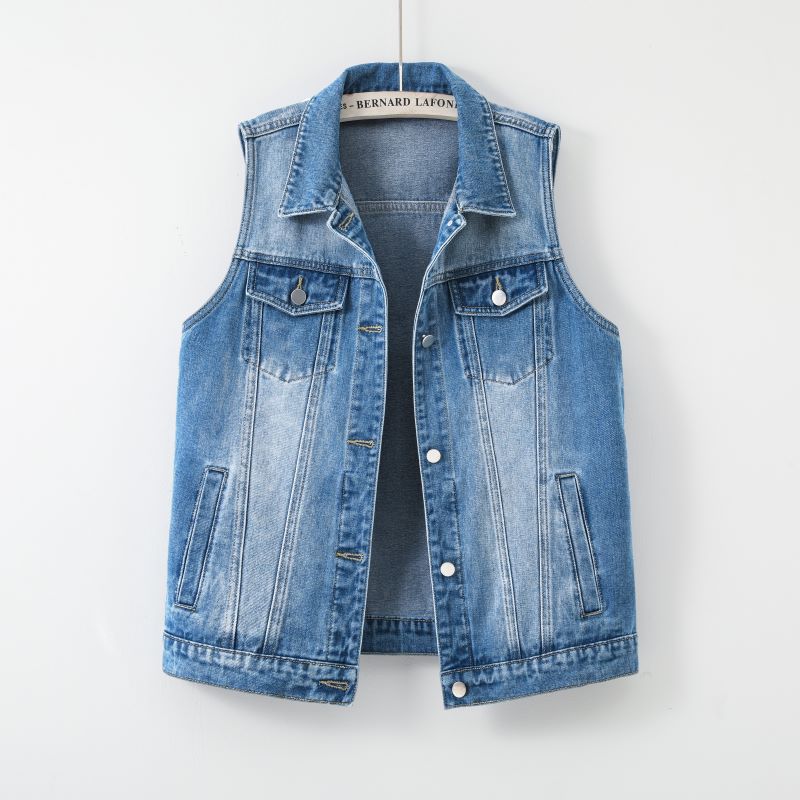 Womens Casual Loose-fit Denim Vest Jacket
