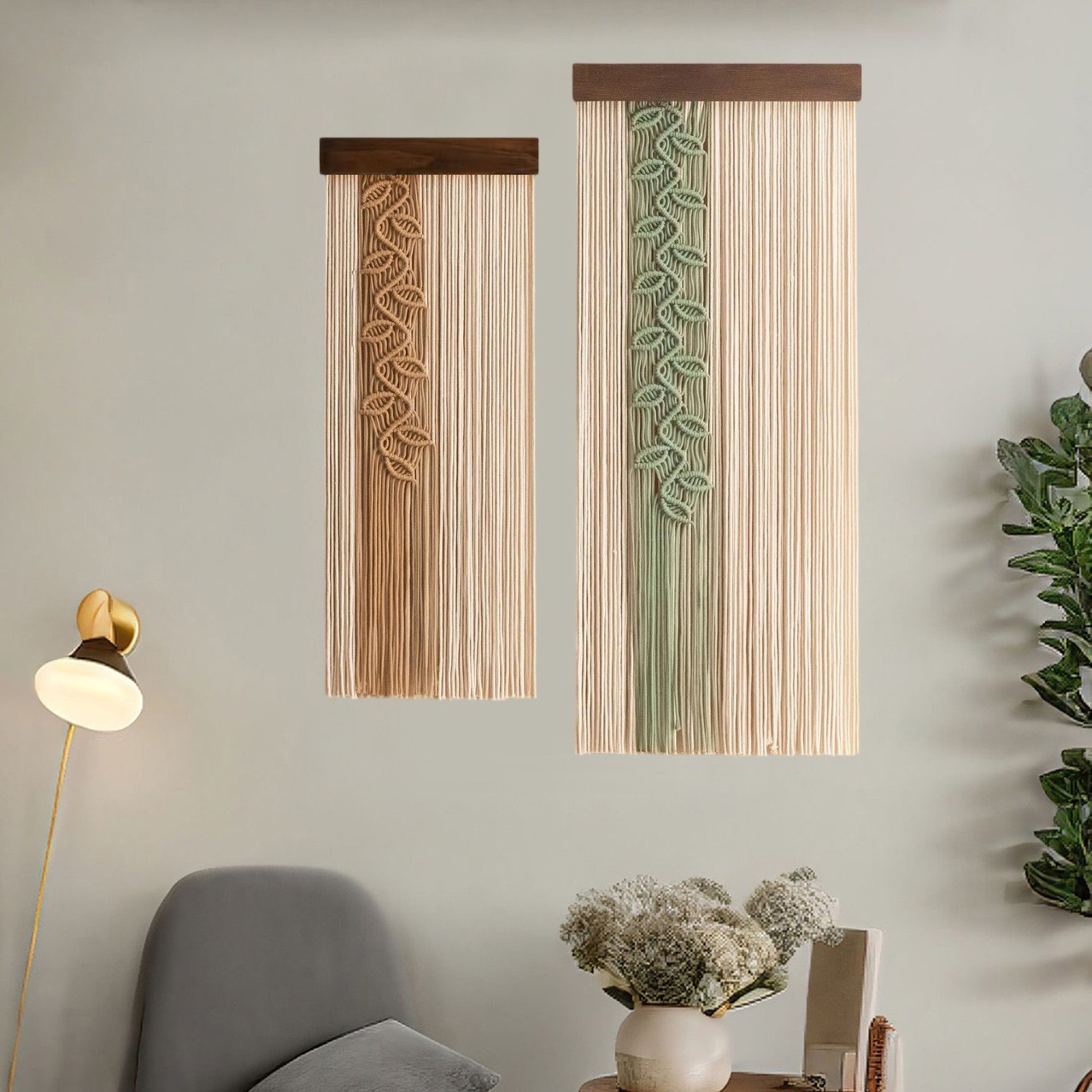 Handwoven Leaf Fringe Tapestry, picture 2 of 4