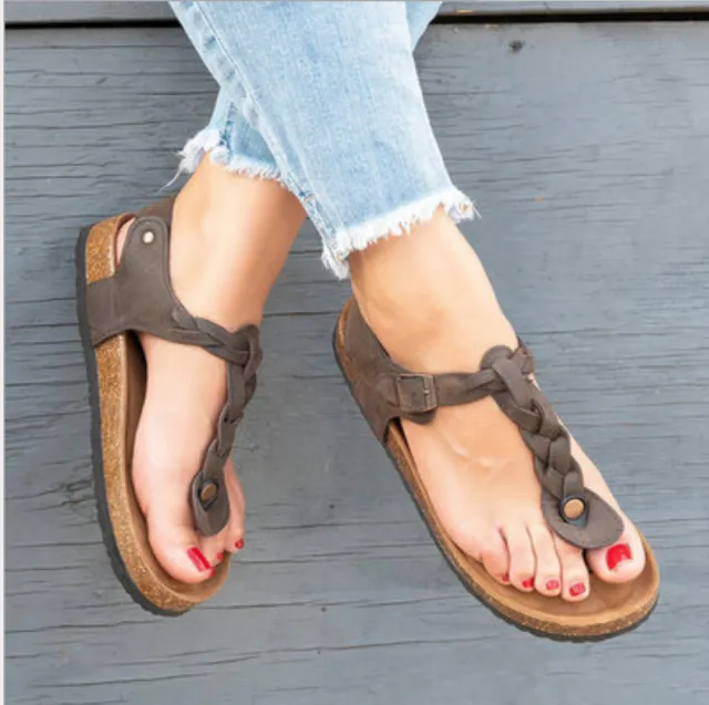 Women's Summer Flat Flip flops Brown - Shop at LoveMi