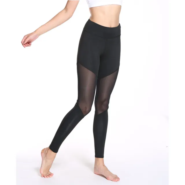 Women's Fashion Mesh Patchwork Exercise Workout Training Trousers Black - Shop at LoveMi