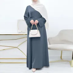 Women's Satin Skirt Djellaba Simple Solid Color Loose - Blue - View 1