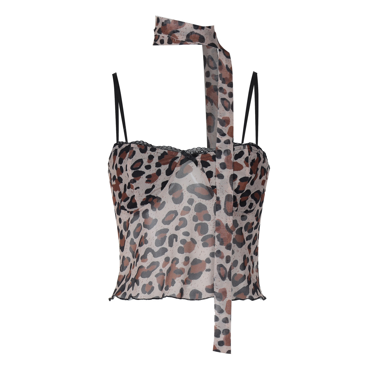 Trendy Leopard Print Halter Vest