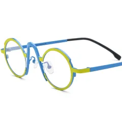 Multicolour Ultra Light Pure Titanium Myopia Glasses Frame - Yellow - View 1