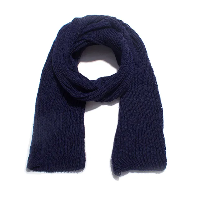Korean Autumn And Winter Acrylic Solid Color Woolen Scarf Navy Blue - Shop at LoveMi