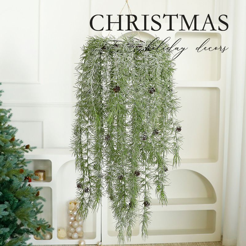 Artificial Rattan Greenery Hanging Basket Christmas Wind Chime Ornament