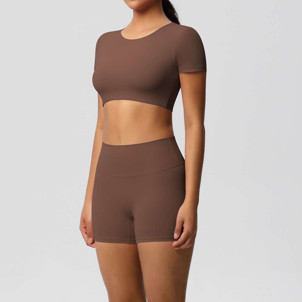 Solid Color Double-sided Brushed Yoga Clothes With Chest Suit Running