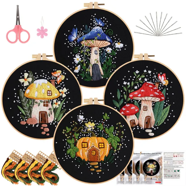 Mushroom Pumpkin Handmade Embroidery Material Package Bamboo Embroidery Frame 20Cm - Shop at LoveMi