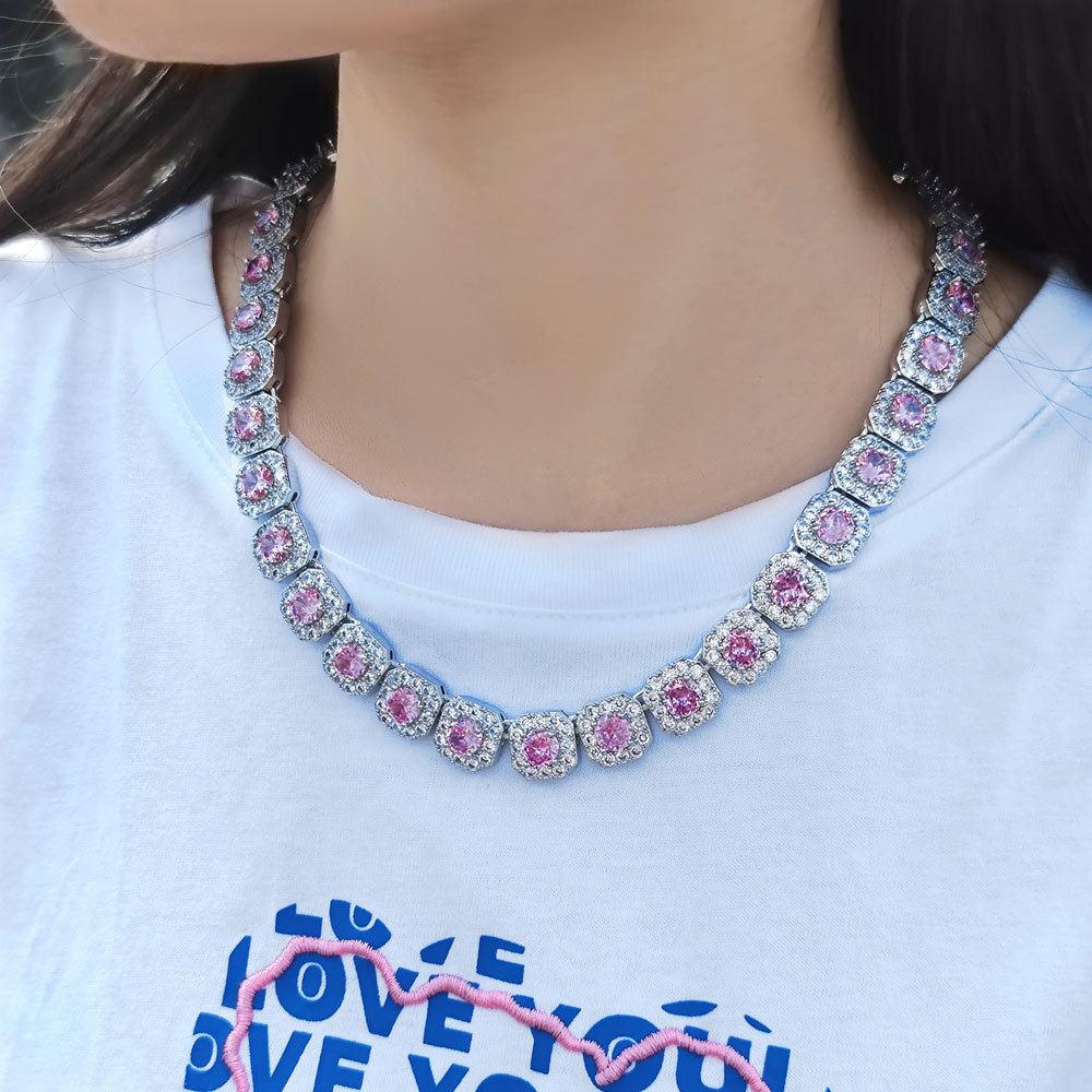 Flip Buckle Color Zircon Rock Sugar Chain Necklace Bracelet