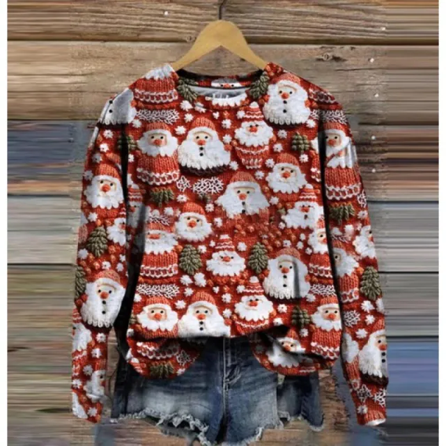 Autumn And Winter Ladies Funny Print Christmas Holiday Casual Sweatshirt W306 Xl - Shop at LoveMi