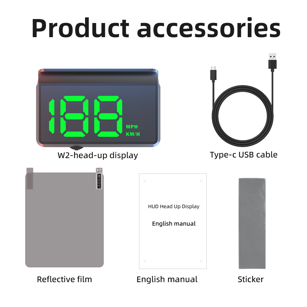 W2 Universal HUD Head-Up Display Car GPS Speedometer