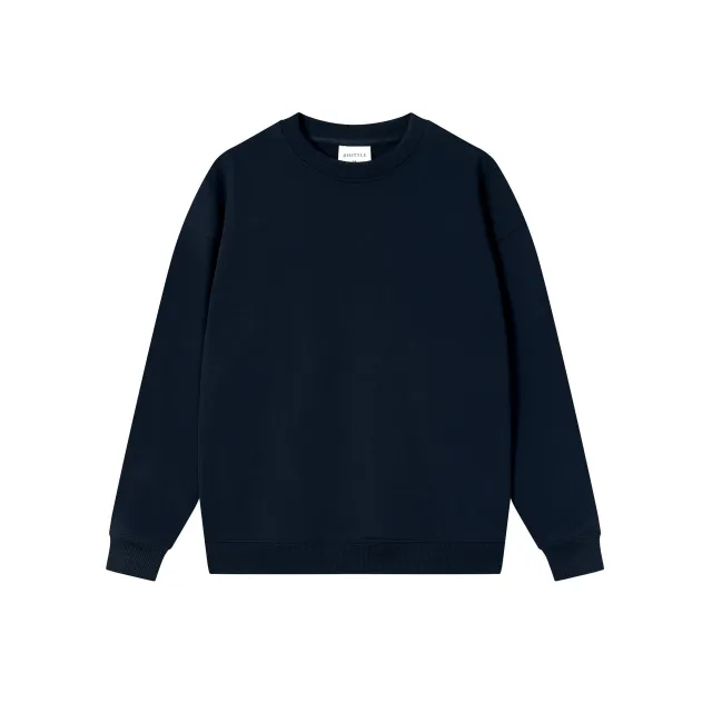Autumn And Winter Loose Solid Color Drop Shoulder Round Neck Sweater For Women Navy Blue - Shop at LoveMi