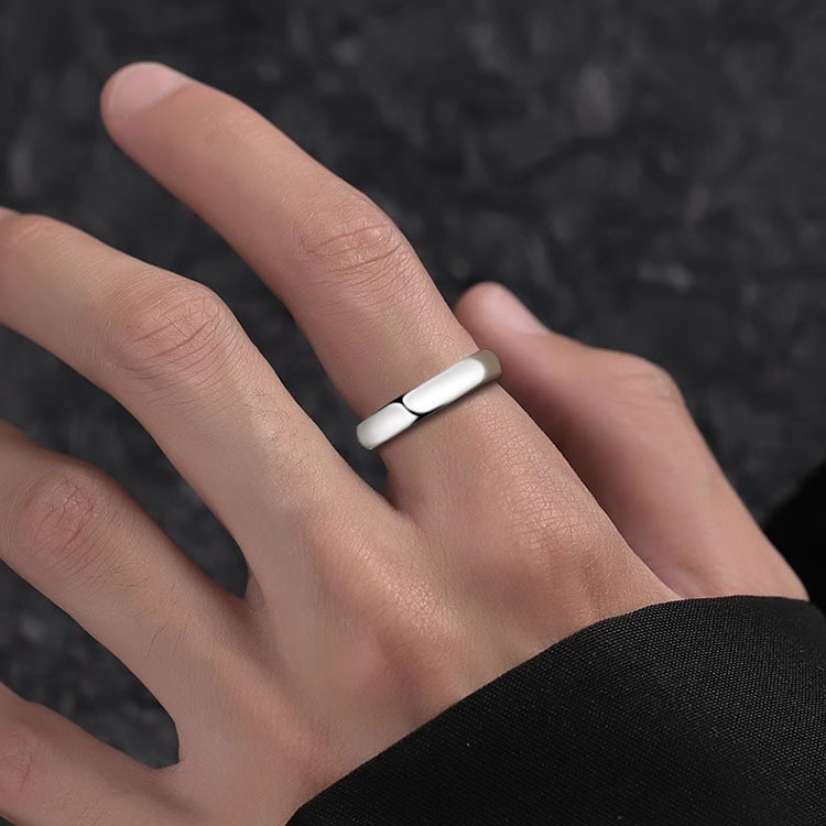 Simple S999 Pure Silver Glossy Simple Bracelet Ring