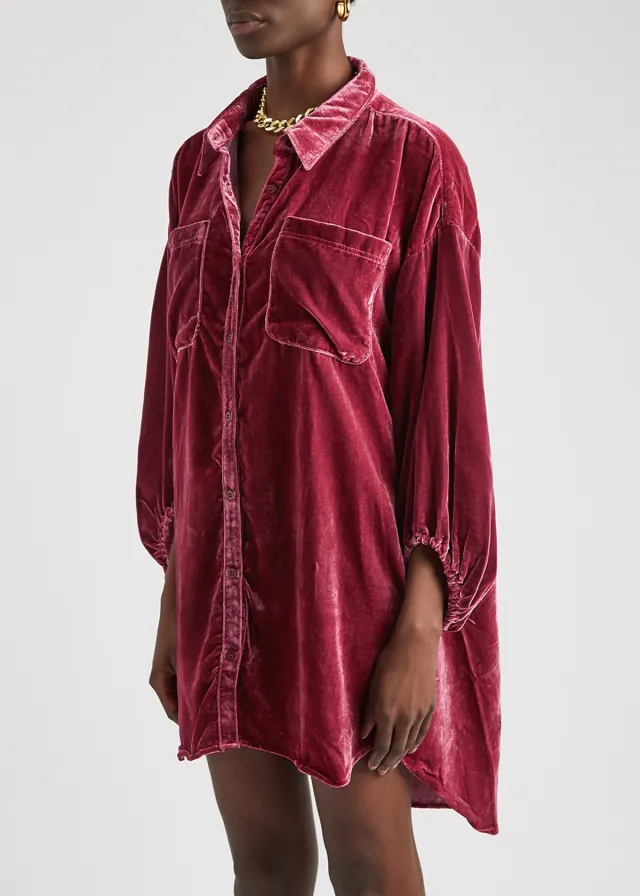 Loose Lantern Sleeve Long Shirt Women's Top Wine - Shop at LoveMi