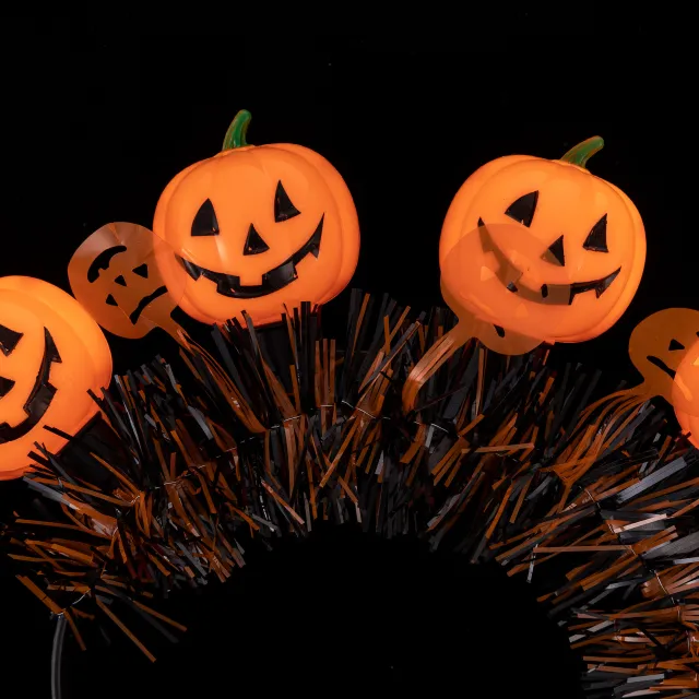 Coolette New Halloween Ghost Headband Ghost Festival LED Light Props Luminous Headband Pumpkin Headband With Fur - Shop at LoveMi
