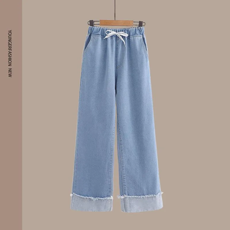 Spring Women's Clothing Student Hoodie Set Preppy-style Straight-leg Pants - Wide Leg Pants
