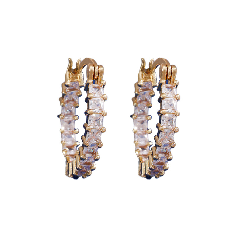 Fine Zircon-embedded Earrings Women's Simple Design