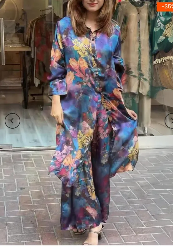 Women's Individual Casual Printed Shirt Blue - Shop at LoveMi