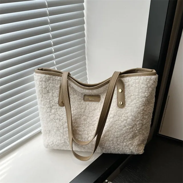Fashionable Furry Versatile Shoulder Bag Beige - Shop at LoveMi