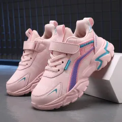 Waterproof Leather Girls Casual Sneaker - Pink - View 1