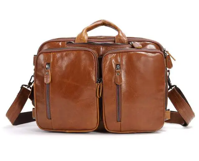 Men's Multi functional First layer Imported Leather Bag Brown - Shop at LoveMi