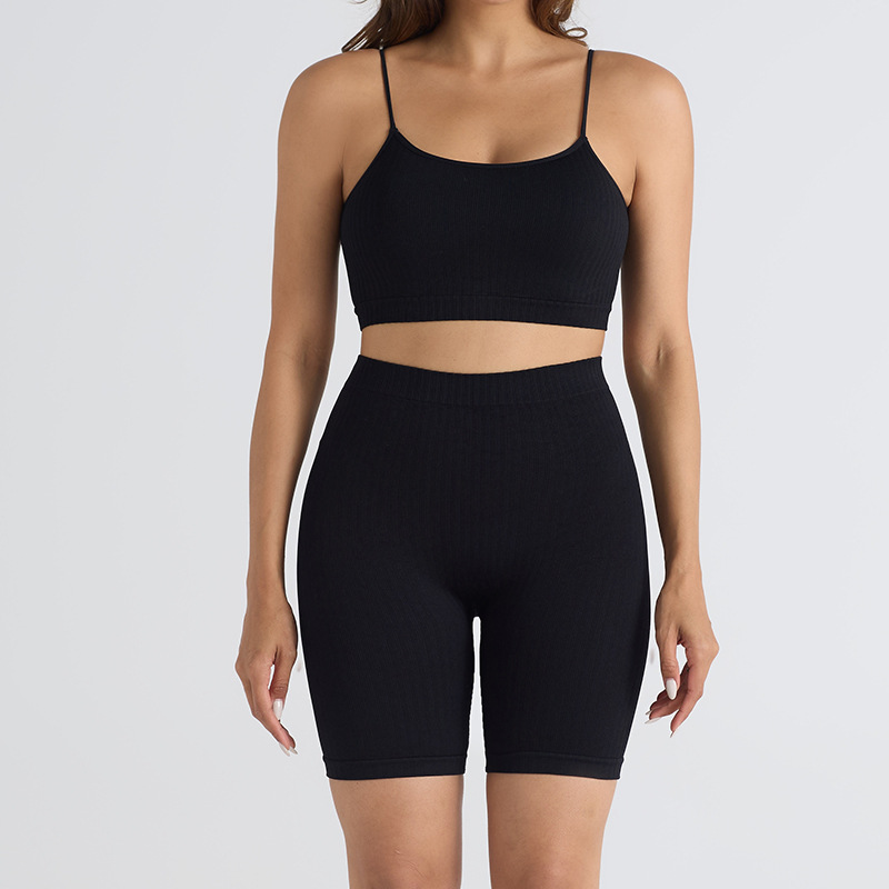 Thread Outdoor Sports Fitness Clothes High Elastic Suit Black - Shop at LoveMi