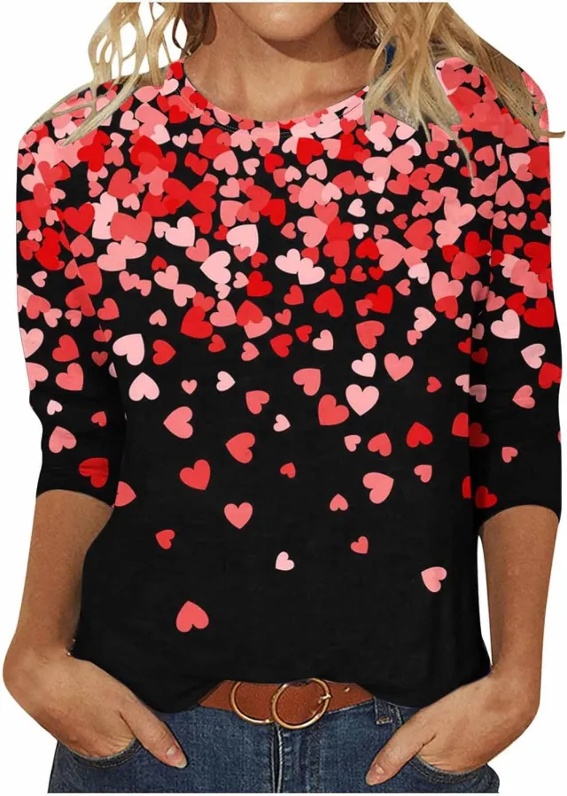 Digital Printed Three quarter length sleeved T shirt Qfxnk08 - Shop at LoveMi