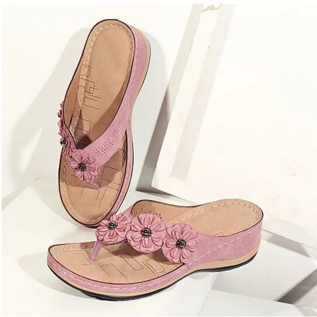 Title 4, Vintage flower round toe casual women sandals, ...