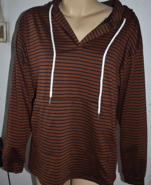 Striped Top Women's Clothing Loose Sweater Brown - Shop at LoveMi