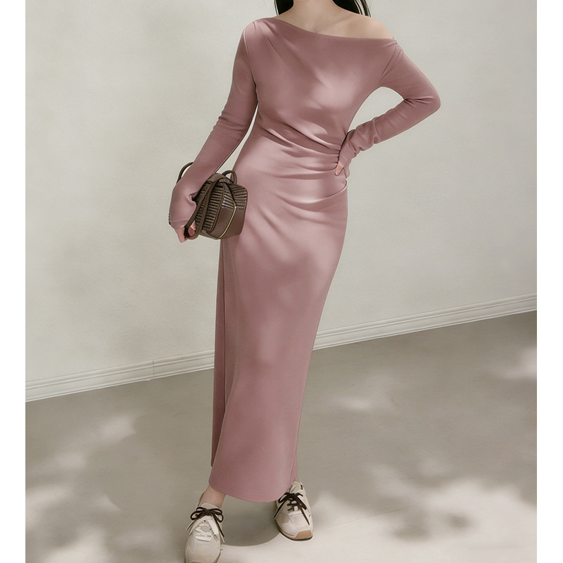 One-Shoulder Long-Sleeve Sheath Dress, picture 4 of 7