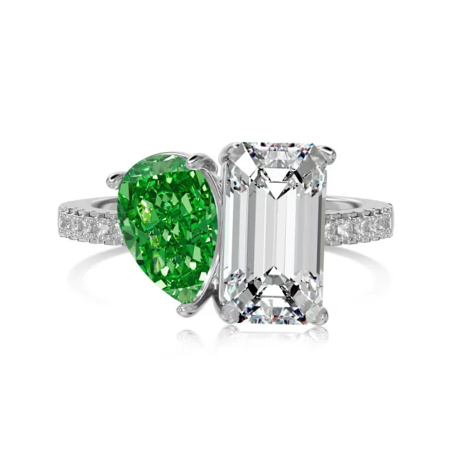 S925 Sterling Silver Double Main Stone Ring For Women Dy121040Swwg - Shop at LoveMi
