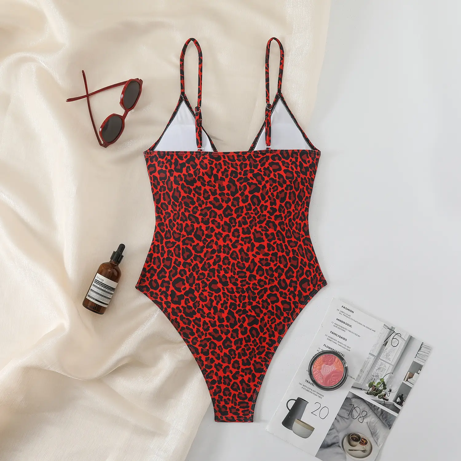 Sexy Strap Leopard Print One-Piece Bikini Swimsuit