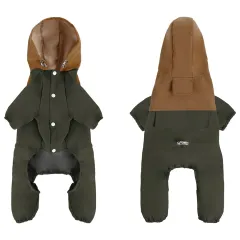 Pet Small And Medium Sized Dog Waterproof And Dustproof Shell Jacket - Army Green - View 1
