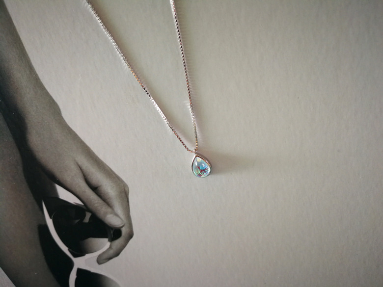 925 Silver Necklace Female Ins Simple Aurora Gradient Moonstone