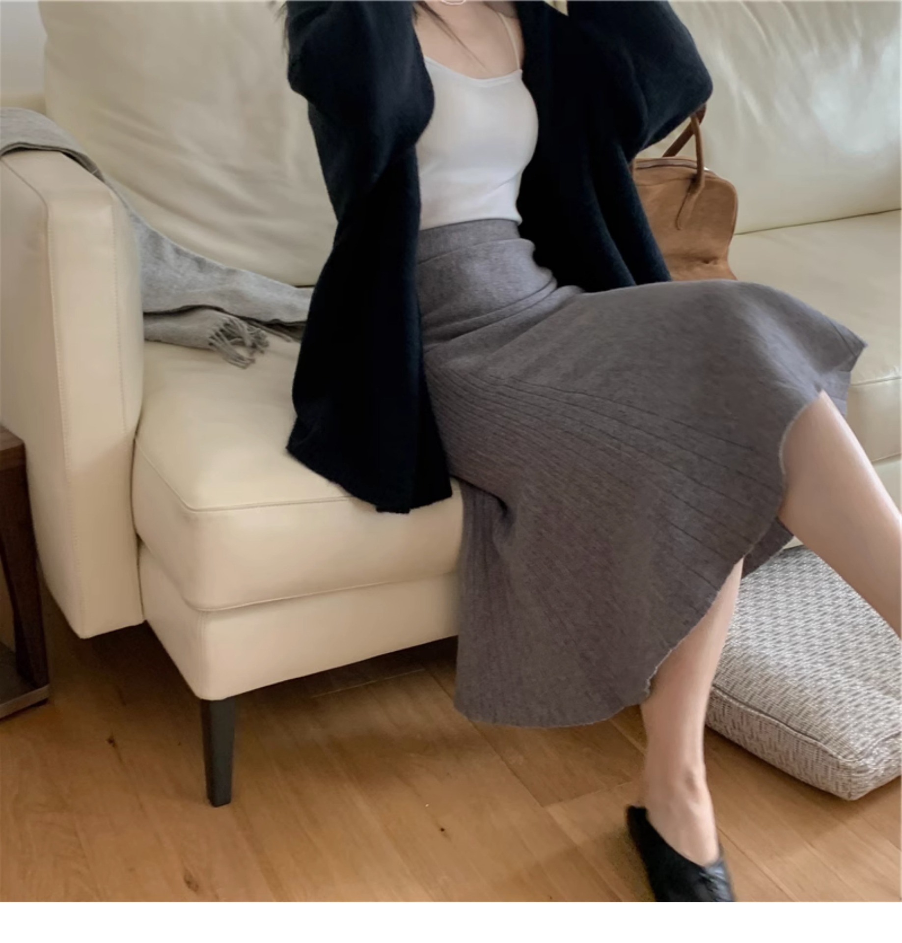 Close-up of Mid-Length Sheath Skirt Fabric