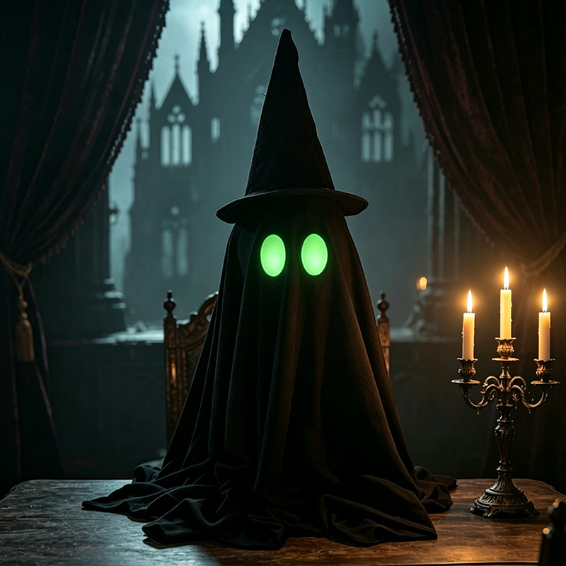 Luminous Ghost Ornament with Wizard Hat, picture 5 of 5
